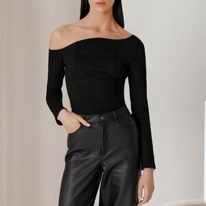 Marcella Sylvan Elegant Black Off-Shoulder Top